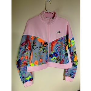 Vintage Nike Girl Youth Pink Floral full ZipTrack Jacket Size Large
